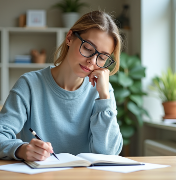 Meilleure orientation pour aménager un bureau à domicile : astuces et conseils Femme en sweater bleu dans un bureau lumineux