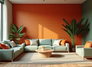 Couleurs peinture murale associées à l’orange brûlé : idées décoratives