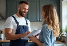 Plombier : conseils efficaces pour vérifier un professionnel compétent et fiable Plombier homme avec certificats dans une cuisine moderne
