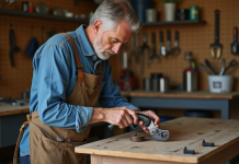 Meilleure huile pour entretenir vos outils : conseils et astuces pratiques Homme appliquant de l'huile sur un sécateur en atelier